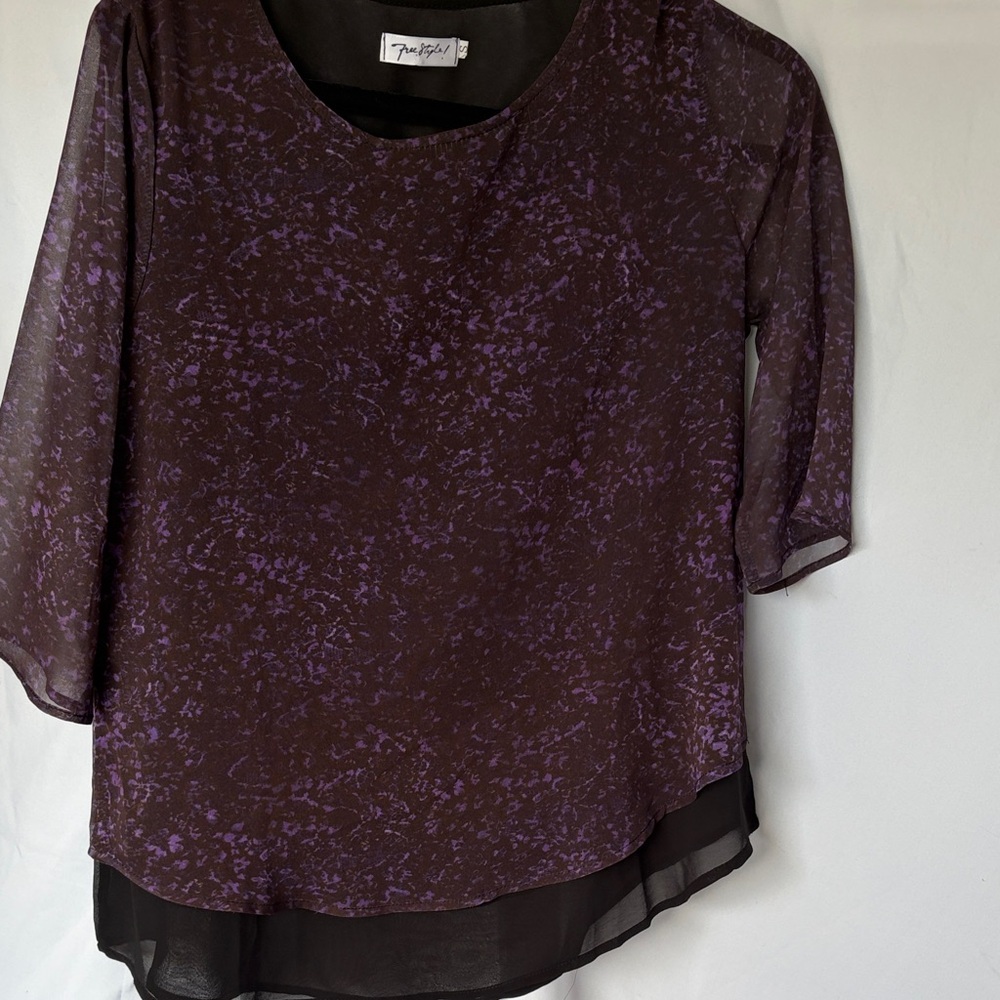 Freestyle Purple Patterned Layered Blouse